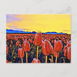 Postkarte mit rotem Tulip-Feld