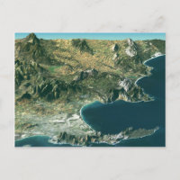 Postkarte mit Satellitenbild über Kapstadt