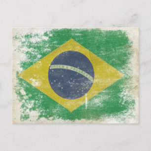 Postkarte mit schmutziger Flagge aus Brasilien