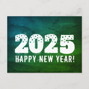 Postkarte mit Text 2025 auf einer Tafel. Neujahr