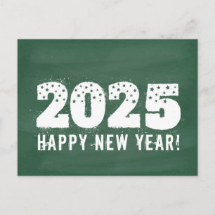 Postkarte mit Text von 2025 auf der Tafel. Neujahr