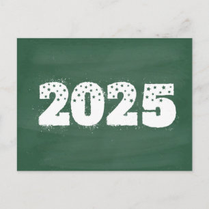 Postkarte mit Text von 2025 auf der Tafel. Neujahr