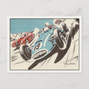 Postkarte mit Track-Rennposter-Druck