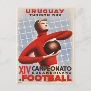 Postkarte mit Vintage-Fußballdruck aus Uruguay
