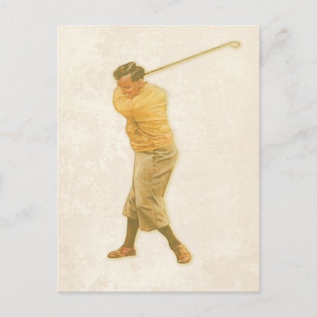 Postkarte mit Vintage-Golfspieler (Vorderseite)