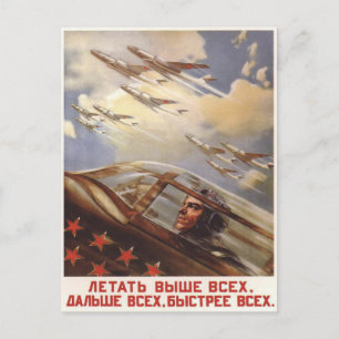 Postkarte mit Vintage-Propaganda der sowjetischen