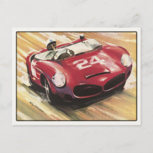 Postkarte mit Vintage-Sportwagenposter-Druck