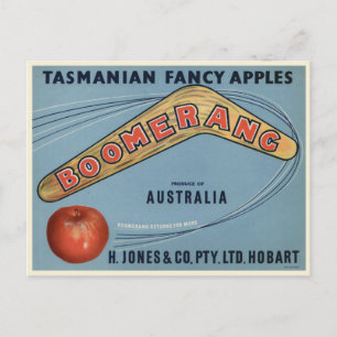 Postkarte mit Vintage-Tasmanien-Kisten-Etikettendr