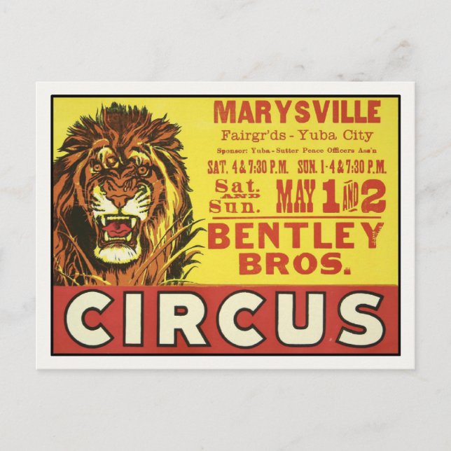 Postkarte mit Vintagem Circus Poster (Vorderseite)