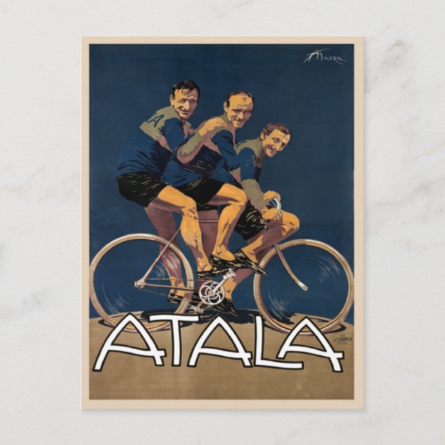Postkarte mit Vintagem Fahrradposter drucken (Vorderseite)