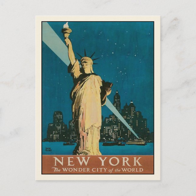 Postkarte mit Vintagem New Yorker Poster Print (Vorderseite)