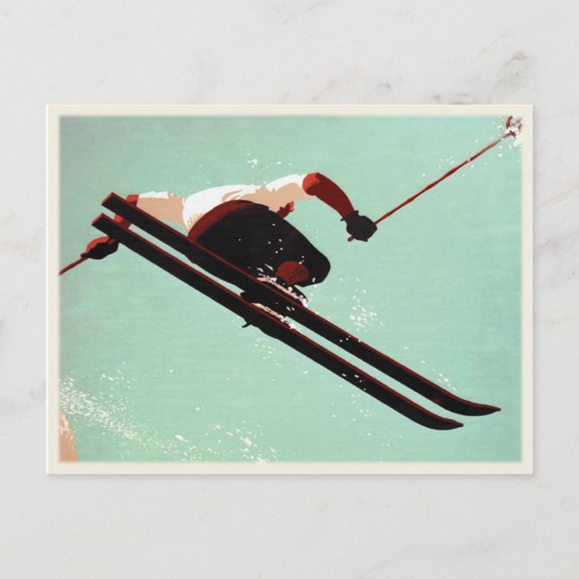 Postkarte mit Vintagem Ski-Bum drucken (Vorderseite)