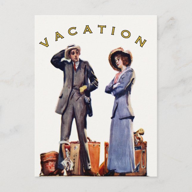 Postkarte mit Vintagem Urlaub drucken (Vorderseite)