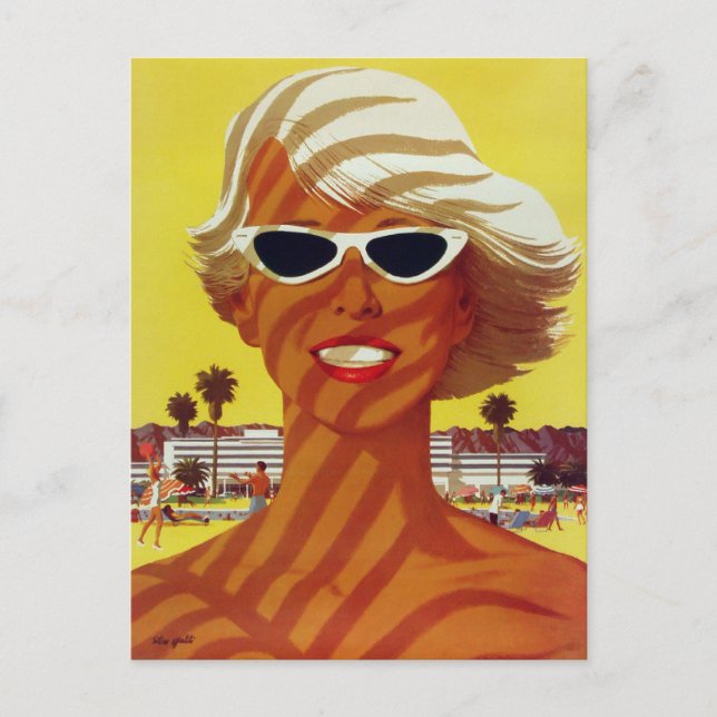 Postkarte mit Vintagen Grüße vom Strand (Vorderseite)