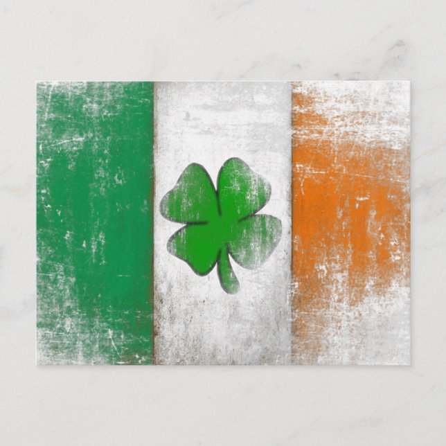 Postkarte mit Vintager irischer Flagge (Vorderseite)