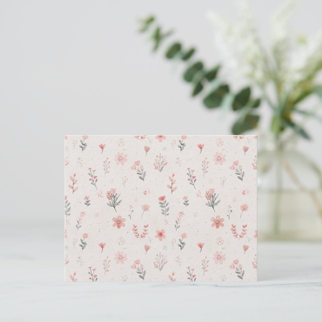 Postkarte mit weichem floralem Muster (Stehend Vorderseite)