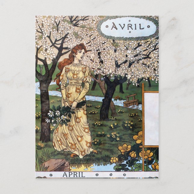 Postkarte: Monat Aril - Avril Postkarte (Vorderseite)