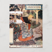 Postkarte: Monat Januar - Janvier