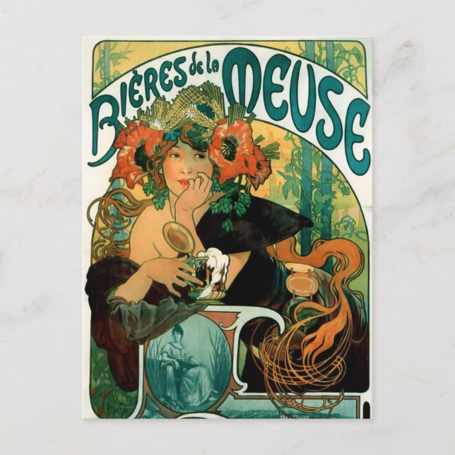 Postkarte: Mucha - Bieres de la Meuse Postkarte (Vorderseite)