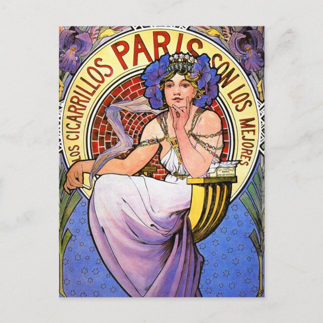 Postkarte:  Mucha Illustration Postkarte (Vorderseite)