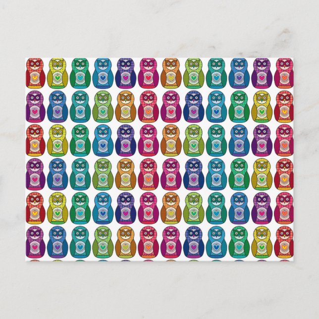 Postkarte - Niedliches Regenbogen Matryoshka Schüs (Vorderseite)