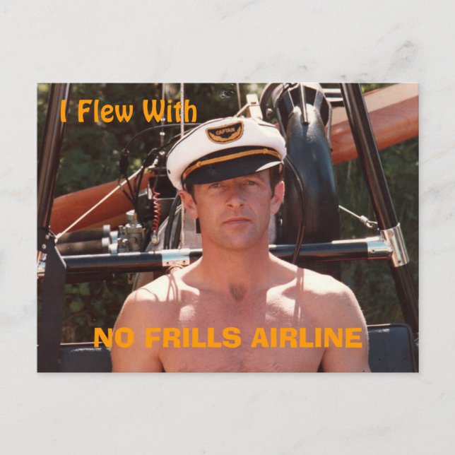 Postkarte "No Frills Airline" (Vorderseite)