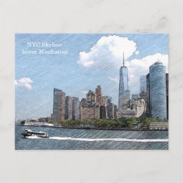 POSTKARTE NYC-SKYLINE Unter-MANHATTAN