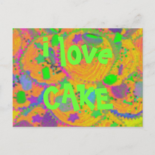 Postkarte Orange Cupcakes 'i Liebe CAKE' (Vorderseite)