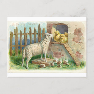 Postkarte: Osterlamm und Küken Postkarte