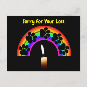 Postkarte Pfoten Auf Regenbogen mit Kerze Es Tut U