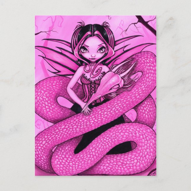 Postkarte "Pink Dragon Fairy" (Vorderseite)