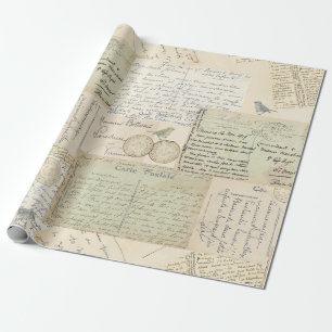 Postkarte Poststempel Vogel Vintage Geschenkpapier