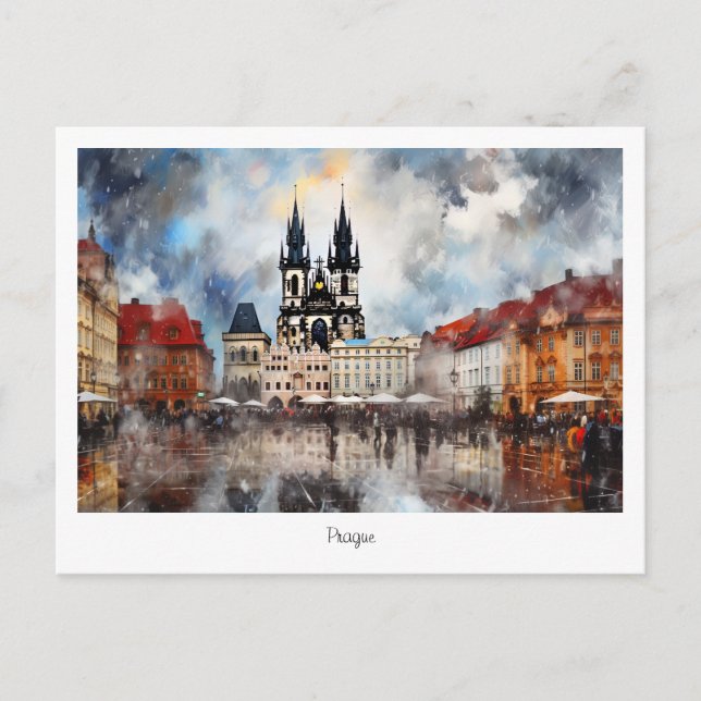 Postkarte Prag Nacht in Tschechien (Vorderseite)