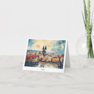 Postkarte Prag Nacht in Tschechien