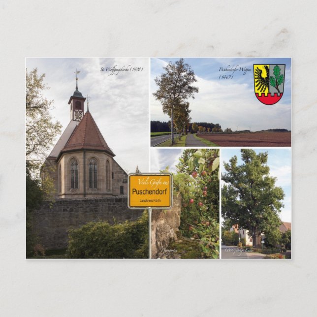 Postkarte Puschendorf Sehenwürdig keiiten (Vorderseite)