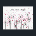 Postkarte Pusteblume Spruch Wahlbuchkarte<br><div class="desc">Wunderschönes Design LIVE LIEBE LAUGH...  Ein tolle Karte zur Hochzeit,  zum Geburtstag,  zur Geburt,  zur Taufe,  oder einfach so...  mit Liebe kreiert von PaperloveÖsterreich... </div>