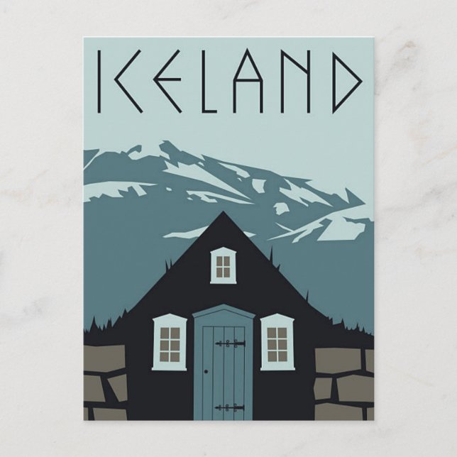 Postkarte - Reiseplakat Island (Vorderseite)
