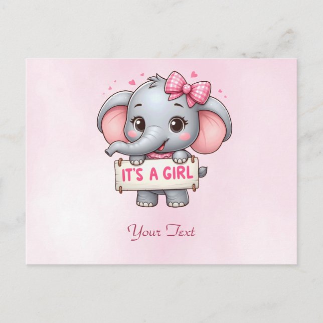Postkarte rosa Elefant (Vorderseite)