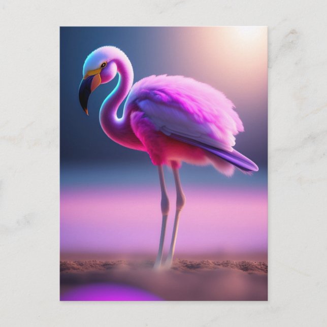 Postkarte Rosa Flamingo (Vorderseite)