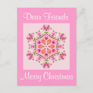 Postkarte Rosa und orange Schneeflocke
