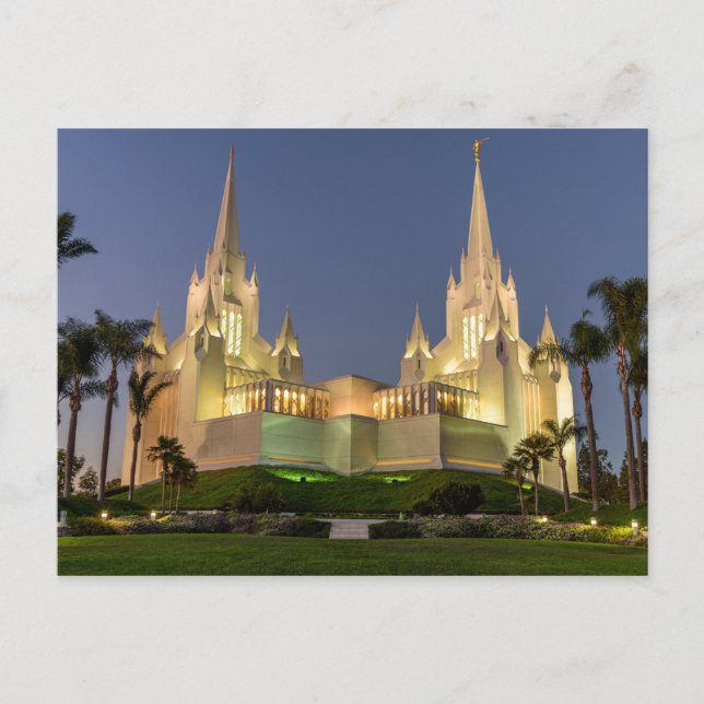 Postkarte: San Diego LDS Temple Abend Image Postkarte (Vorderseite)
