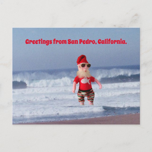 Postkarte - Santa im Wellengang (Vorderseite)