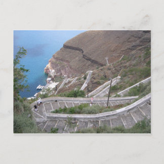 Postkarte Santorini Fira Treppe zum Hafen