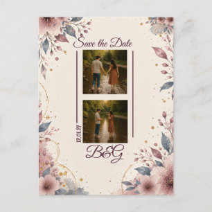 Postkarte Save the Date Floral Aquarell