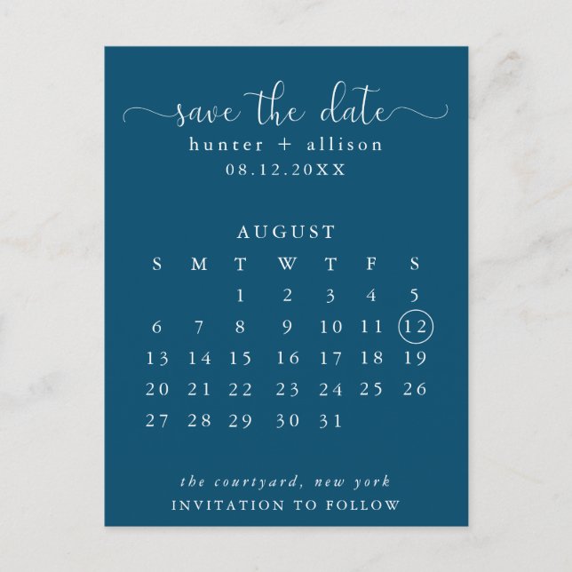 Postkarte | SAVE THE DATE | Kalender (Vorderseite)