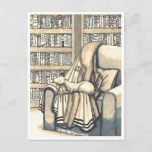 Postkarte: Schnürsenkel in der Bibliothek Postkarte