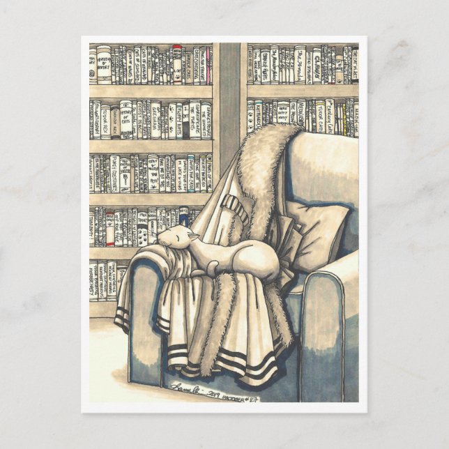 Postkarte: Schnürsenkel in der Bibliothek Postkarte (Vorderseite)