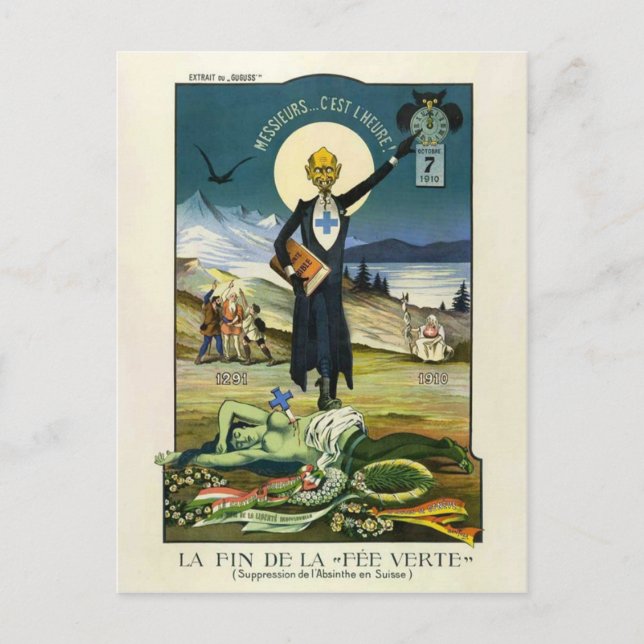 Postkarte Schweizer Absinth-Verbot (Vorderseite)