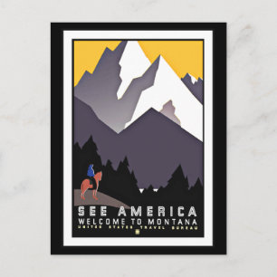 Postkarte See America Montana Grüße Vintage