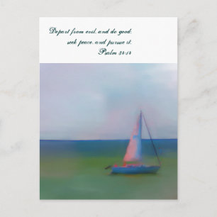 Postkarte, Segelboot Bibelschrift, Suche nach Frie Postkarte
